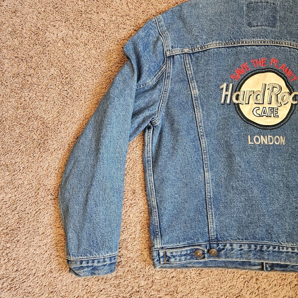 Vtg Levis Jean Jacket M Britain Hard Rock London Denim 70503-02 Trucker 80s 90s - Picture 12 of 14
